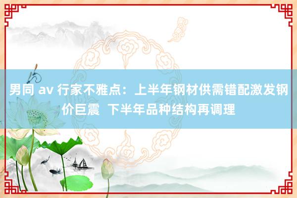 男同 av 行家不雅点:上半年钢材供需错配激发钢价巨震 下半年品种结构再调理