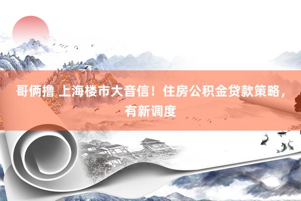 哥俩撸 上海楼市大音信！住房公积金贷款策略，有新调度