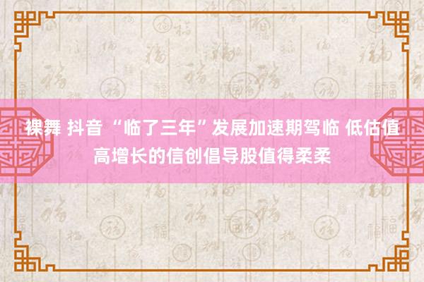 裸舞 抖音 “临了三年”发展加速期驾临 低估值高增长的信创倡导股值得柔柔