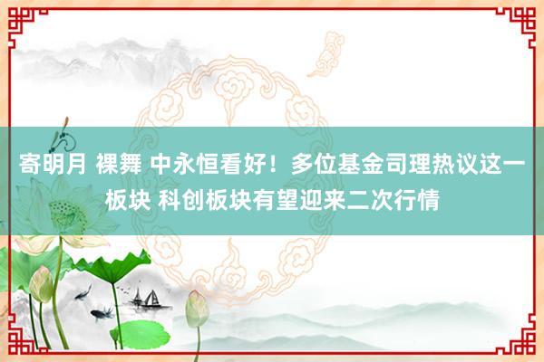寄明月 裸舞 中永恒看好!多位基金司理热议这一板块 科创板块有望迎来二次行情