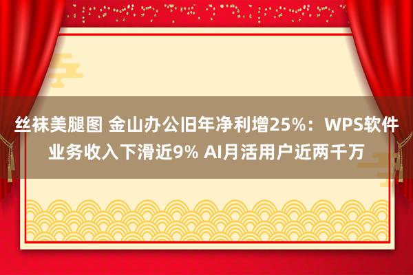 丝袜美腿图 金山办公旧年净利增25%:WPS软件业务收入下滑近9% AI月活用户近两千万
